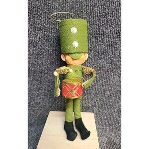 Vtg Felt Little Drummer Boy Pixie Elf Toy Soldier Christmas Ornament JAPAN 7.5"